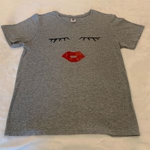 Eye Lash T-Shirt-Heathered Grey-Size M